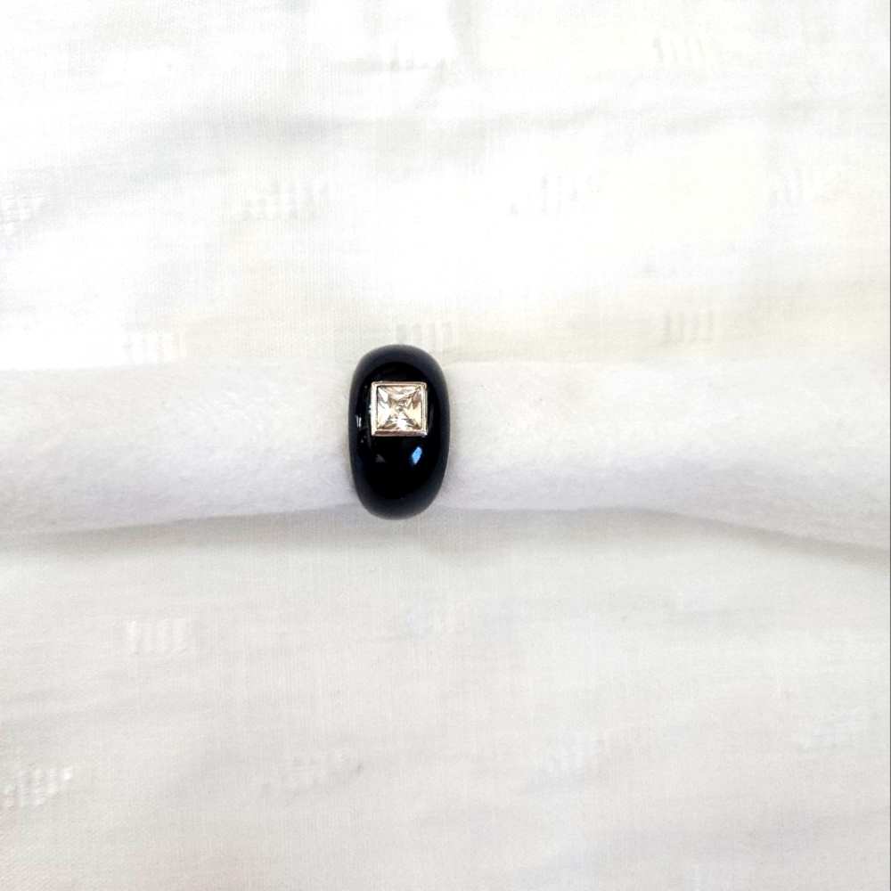 Angelique de Paris navy lucite/cz/ss ring size 7 $45